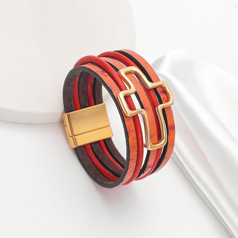 Wholesale Exaggerated Heart Leather Bracelet